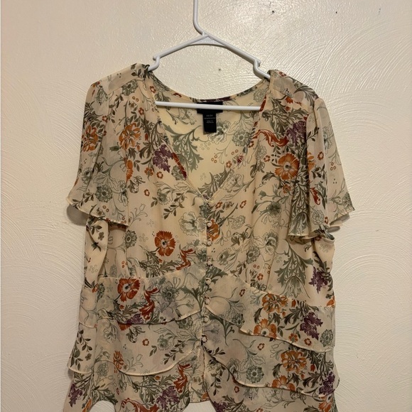 Lane Bryant Tops - Lane Bryant Multicolor Floral Ruffle Blouse